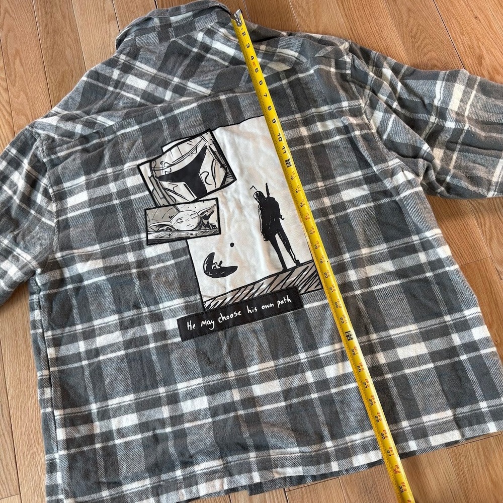 Star Wars Concept Series Jacket Men XXL Gray Plaid Flannel Mandalorian Shacket - Picture 6 of 12